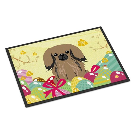 Carolines Treasures 24 x 36 in. Easter Eggs Pekingnese Tan Indoor or Outdoor Mat BB6102JMAT